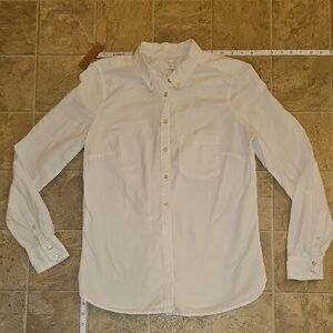 GAP Womens Cream Casual Button Down Shirt - Shrunken Boyfriend